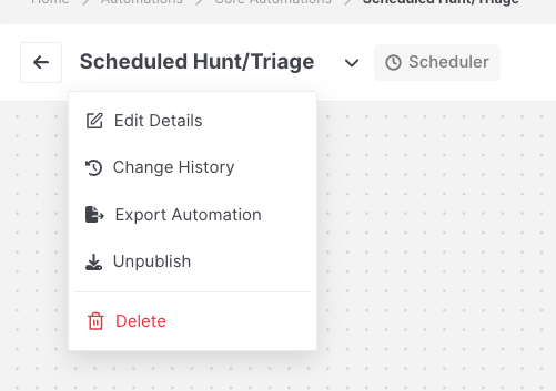 Automations: Detail dropdown